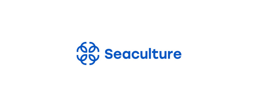 Seaculture 海水養殖海鮮品牌logo與vi識別設計，四個線條魚組合