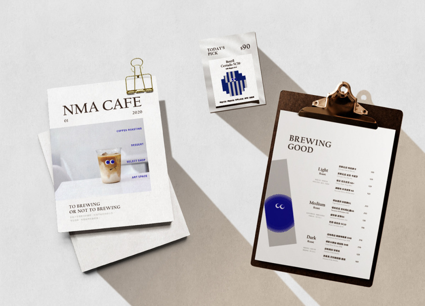 NMA CAFE 咖啡包裝設計“單色幾何元素”風格