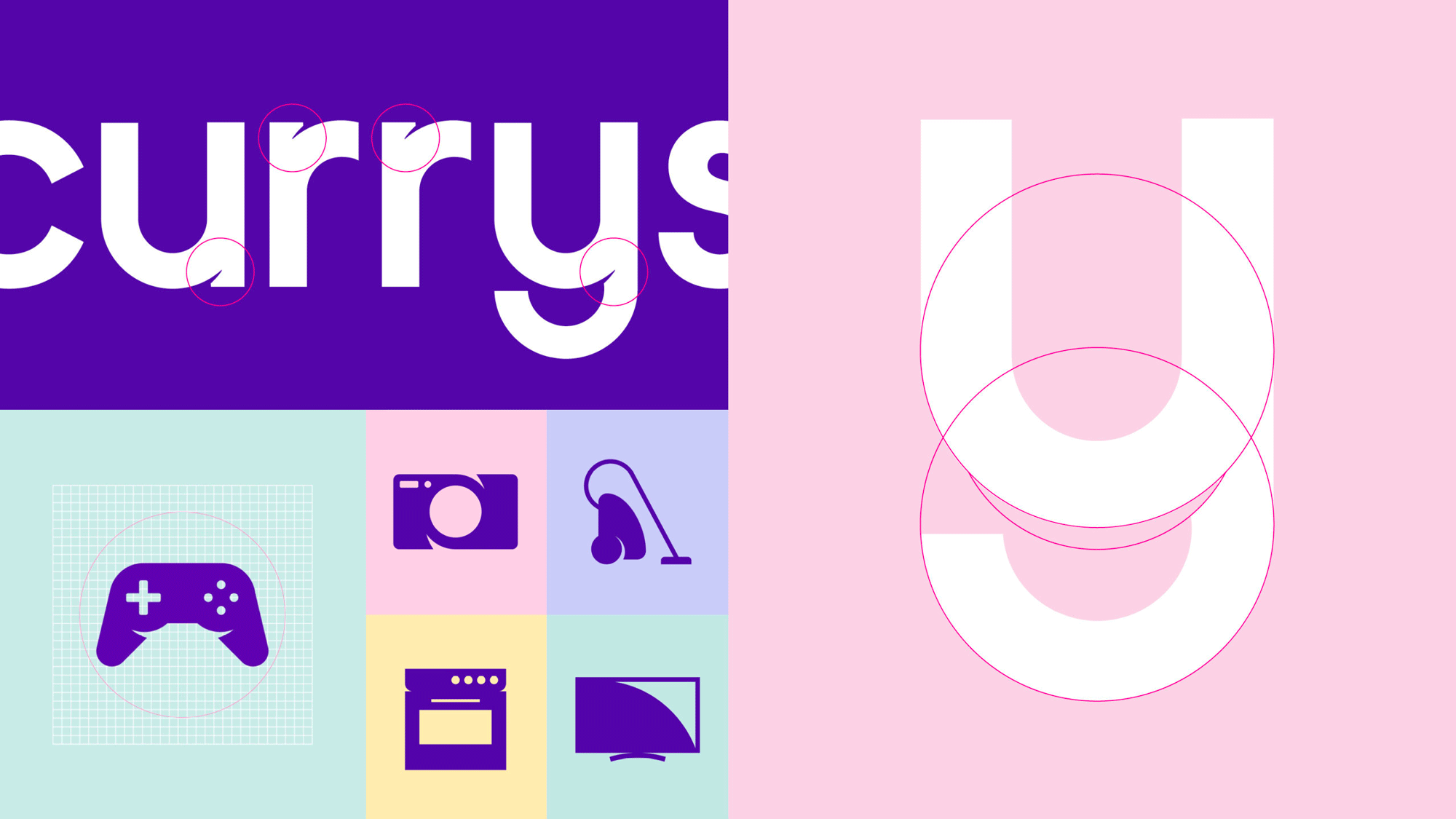 Currys 科技技術產(chǎn)品和服務全渠道零售商品牌logo設計vi設計“3D圓形圖形”-logo標準化制圖規(guī)范