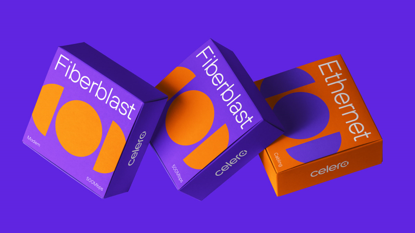 Celero 互聯網紫色和橙色電信品牌設計-logo設計vi形象設計
