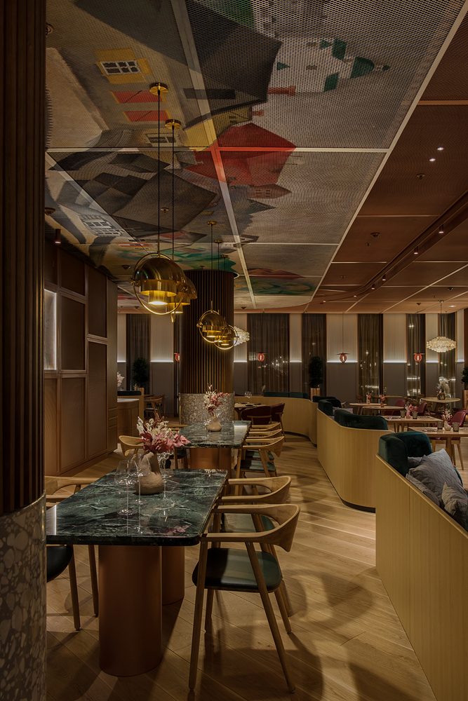 高級沙加爾餐廳餐飲室內空間設計，藝術與奢華風格