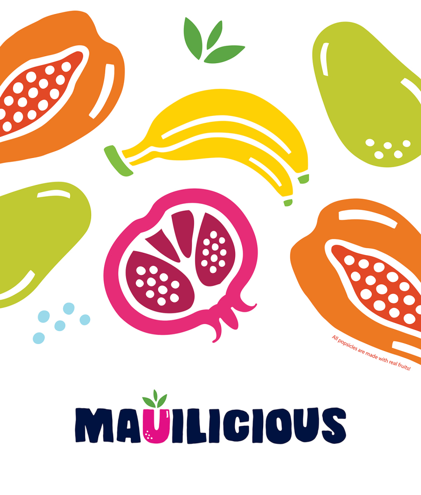 Maui Pops 冰淇淋店品牌logo設計店鋪室內設計，活潑的夏威夷風格