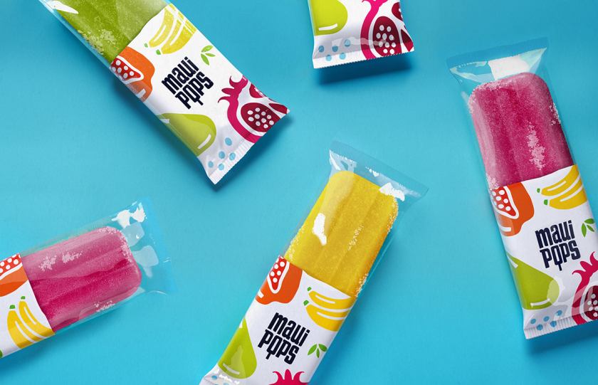 Maui Pops 冰淇淋店品牌logo設計店鋪室內設計，活潑的夏威夷風格