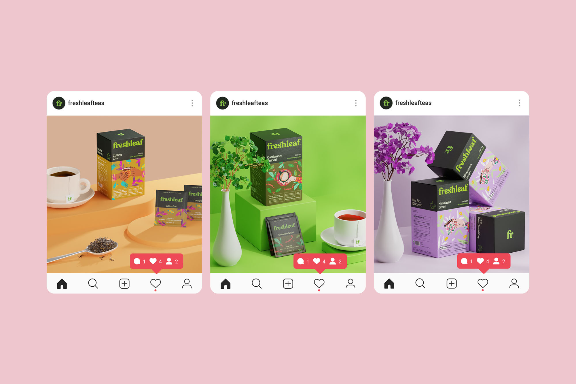 Freshleaf袋泡茶葉包裝設計,現代時尚矢量插畫風格 Freshleaf袋泡茶葉包裝設計,現代時尚矢量插畫風格