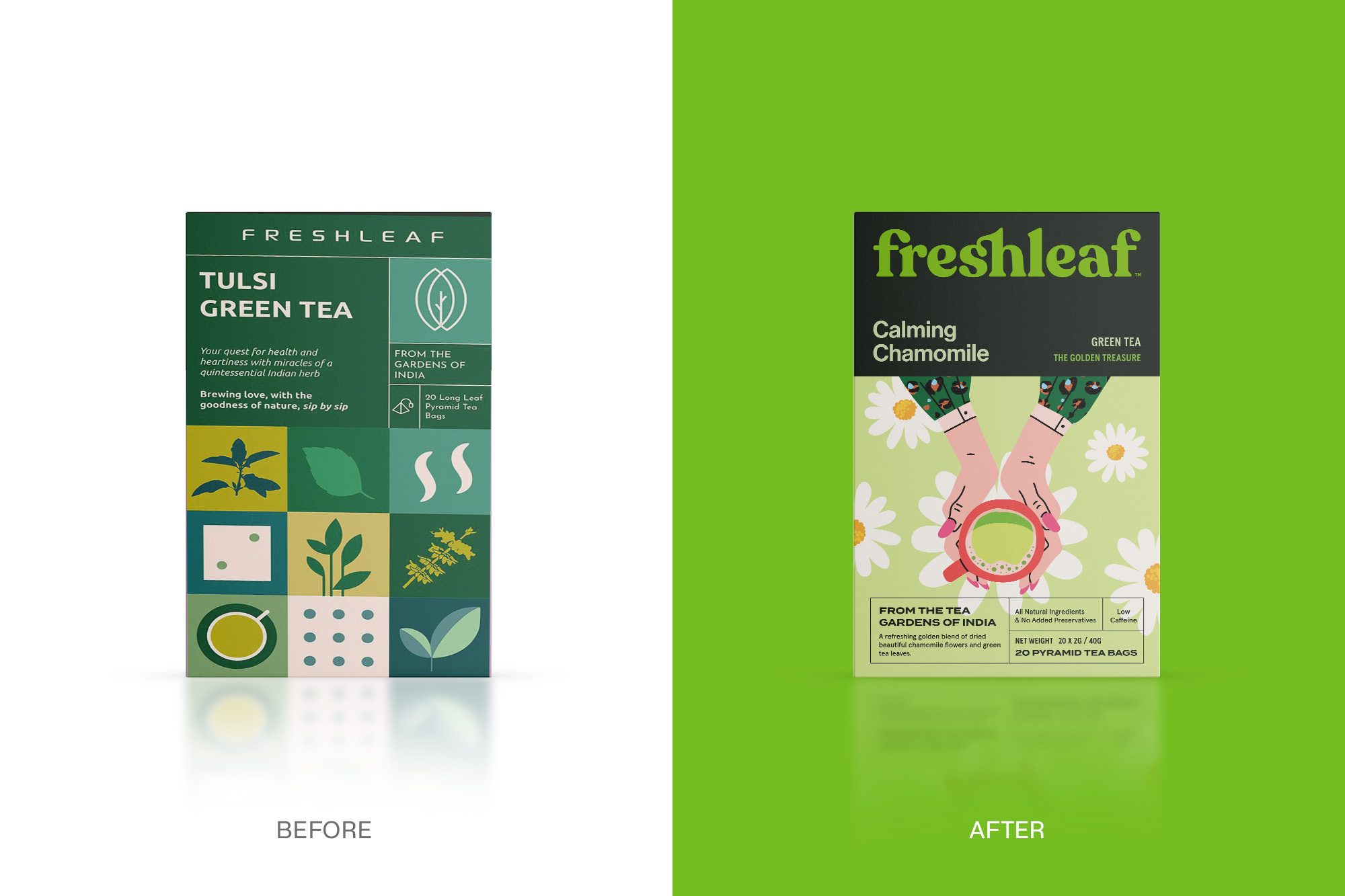Freshleaf袋泡茶葉包裝設計-新舊包裝對比 Freshleaf袋泡茶葉包裝設計-新舊包裝對比