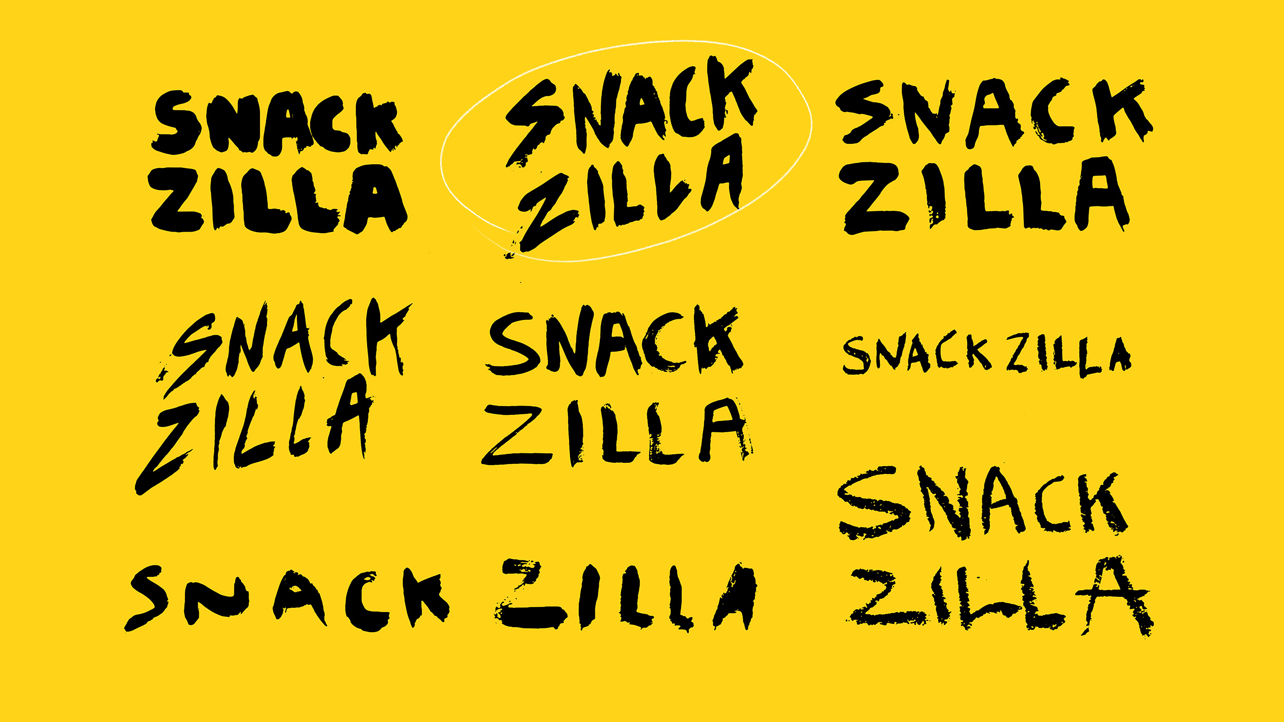 Snackzilla 燕麥餅干兒童低糖零食包裝設計，夸張的動物線條插畫