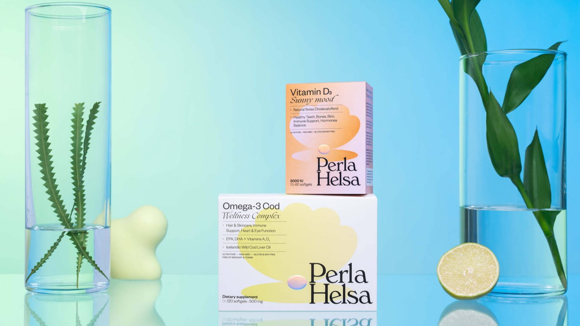 Perla Hesla膳食營養補充劑保健品包裝設計，貝殼珍珠元素+優雅漸變設計