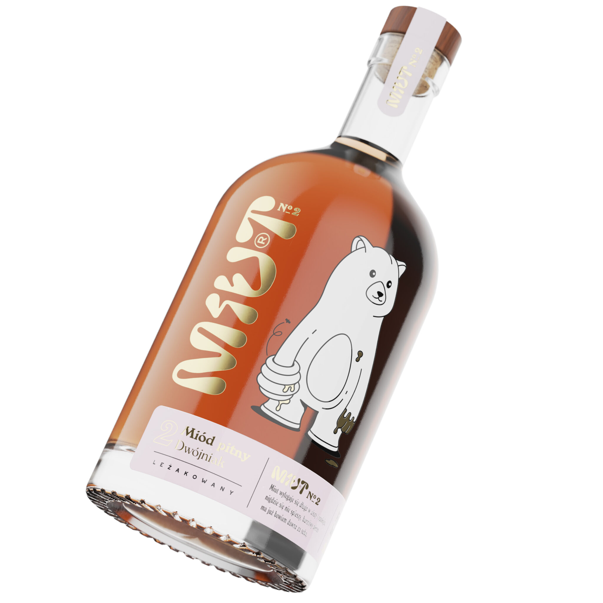Miut 蜂蜜酒品牌包裝設(shè)計,一只拿著蜂巢的熊插畫