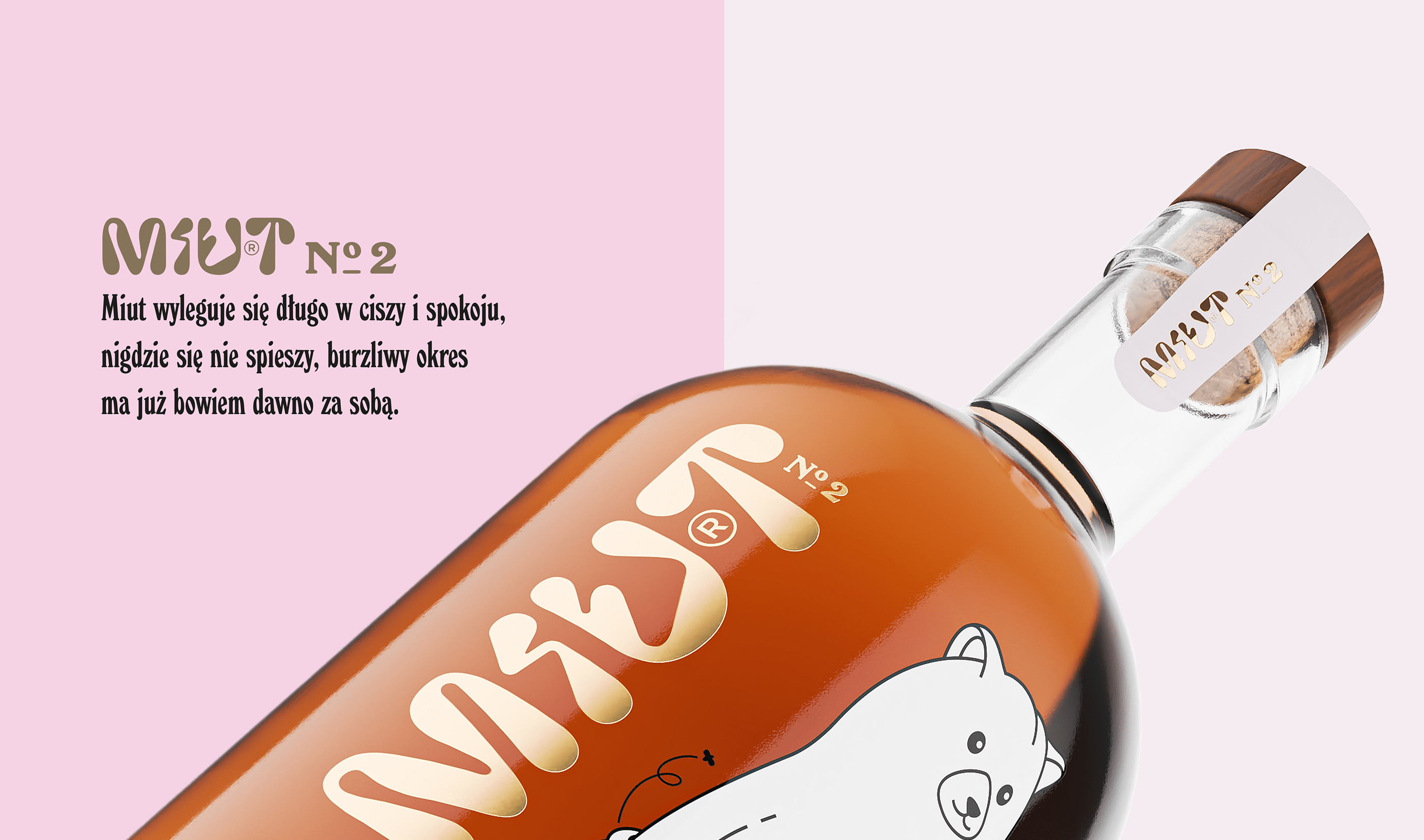 Miut 蜂蜜酒品牌包裝設計,一只拿著蜂巢的熊插畫