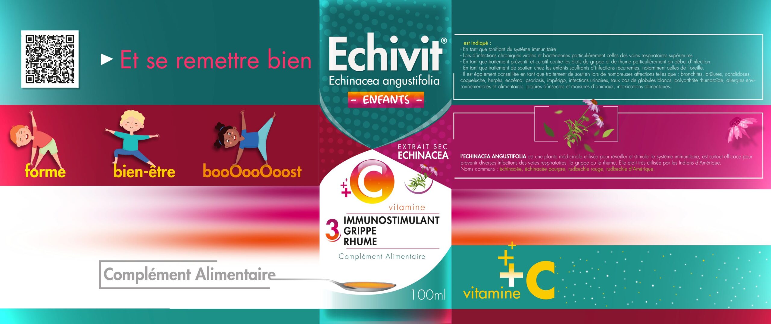 Ecivit OTC藥品包裝設計，突出品牌與交叉色塊版式