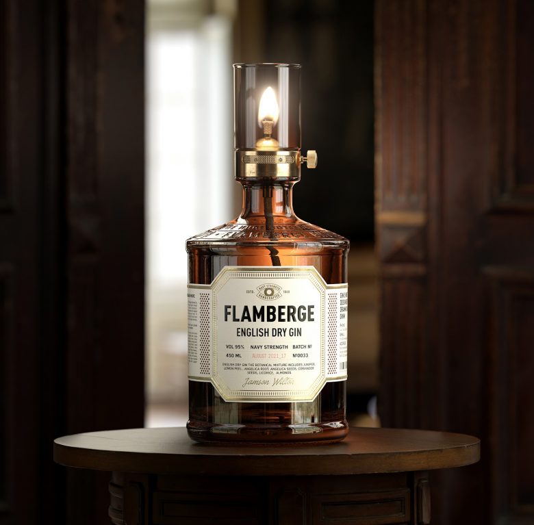 高端風格Flamberg 杜松子酒藥酒包裝設計禮盒設計，包含35種植物