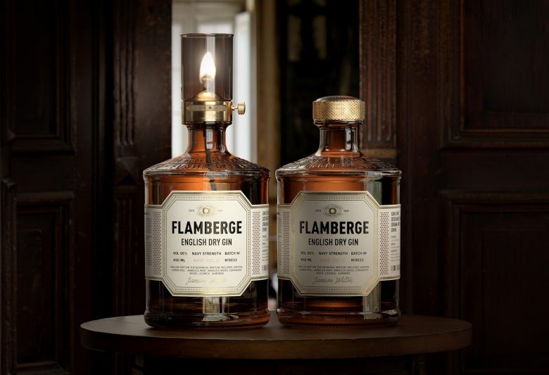 高端風格Flamberg 杜松子酒藥酒包裝設計禮盒設計，包含35種植物