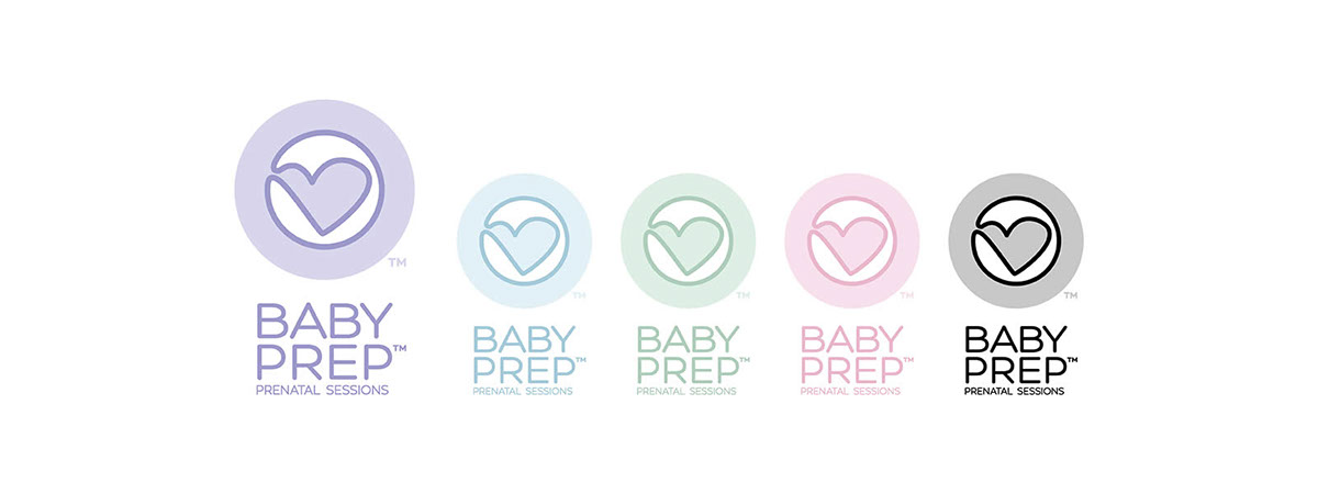 Baby Prep 孕婦產(chǎn)前醫(yī)療教育品牌形象logo設(shè)計“心+子宮內(nèi)嬰兒+孕婦”