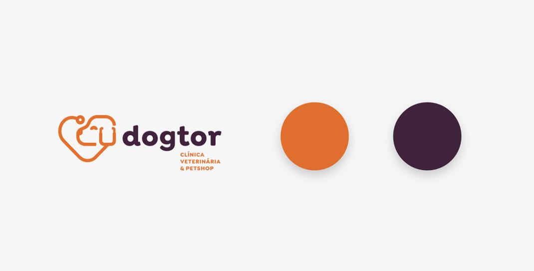 Dogtor 寵物獸醫診所logo設計vi設計，愛心+醫生+狗