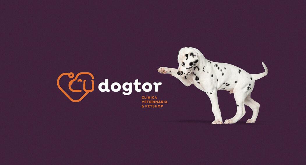 Dogtor 寵物醫院獸醫診所logo設計vi設計，愛+醫生+狗