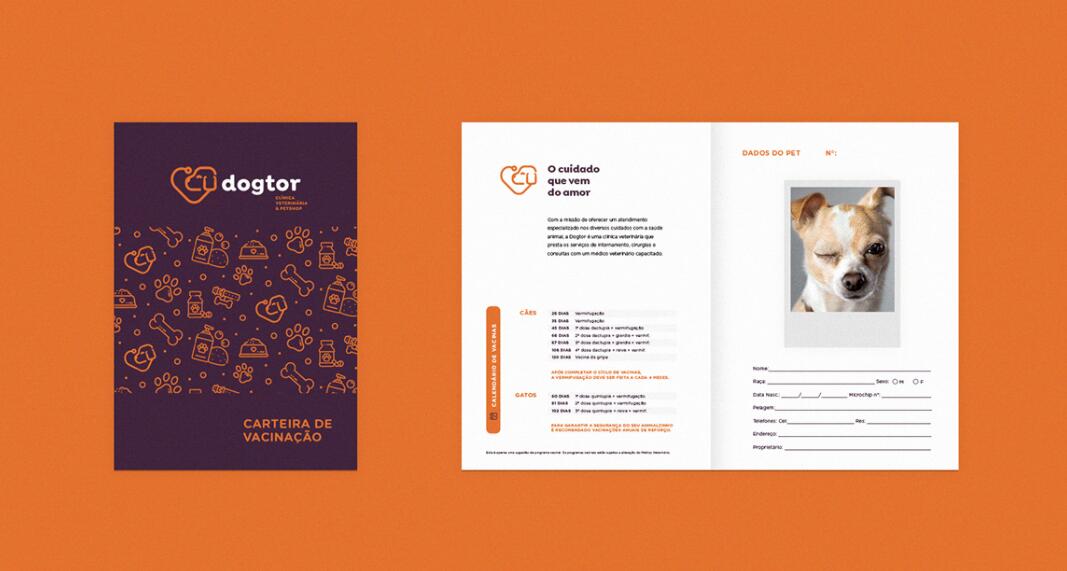 Dogtor 寵物醫院獸醫診所logo設計vi設計，愛心+醫生+狗