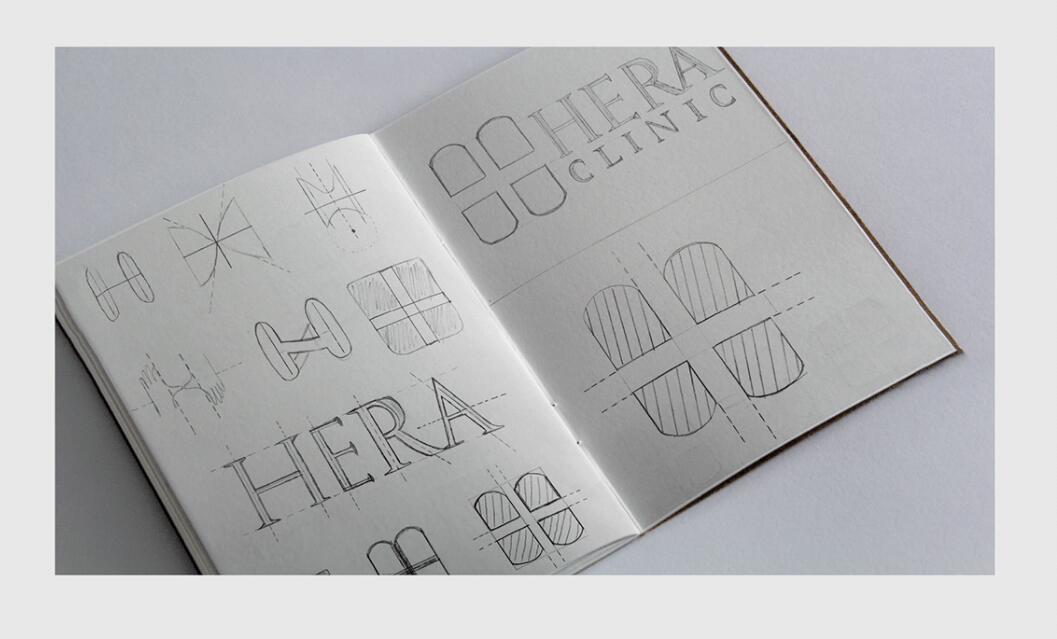 Hera Clinic 赫拉診所醫(yī)院logo設(shè)計(jì)vi設(shè)計(jì)，H字母+十字