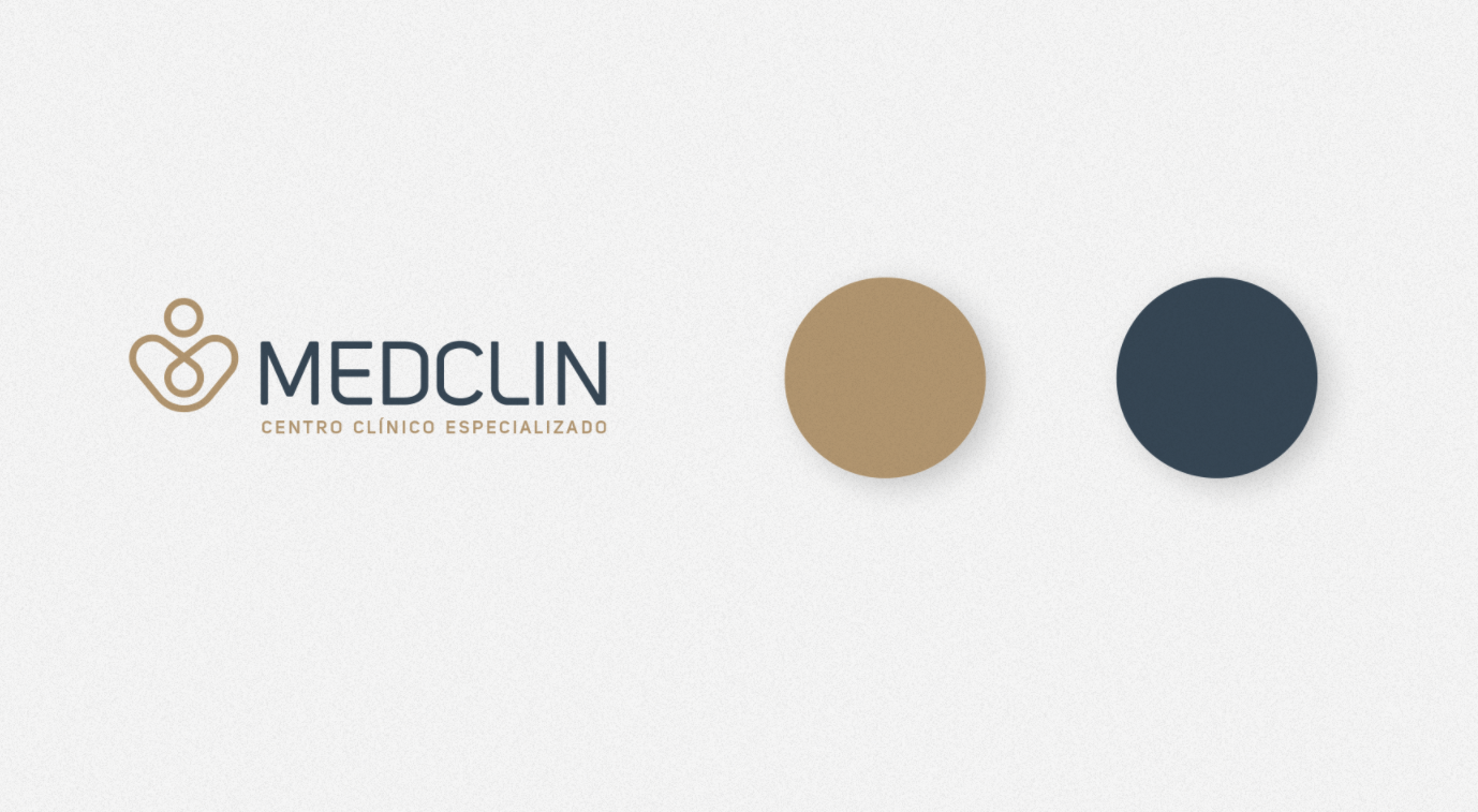 Medclin 高端醫療體檢醫院logo設計vi設計，藍金尊貴體驗氛圍