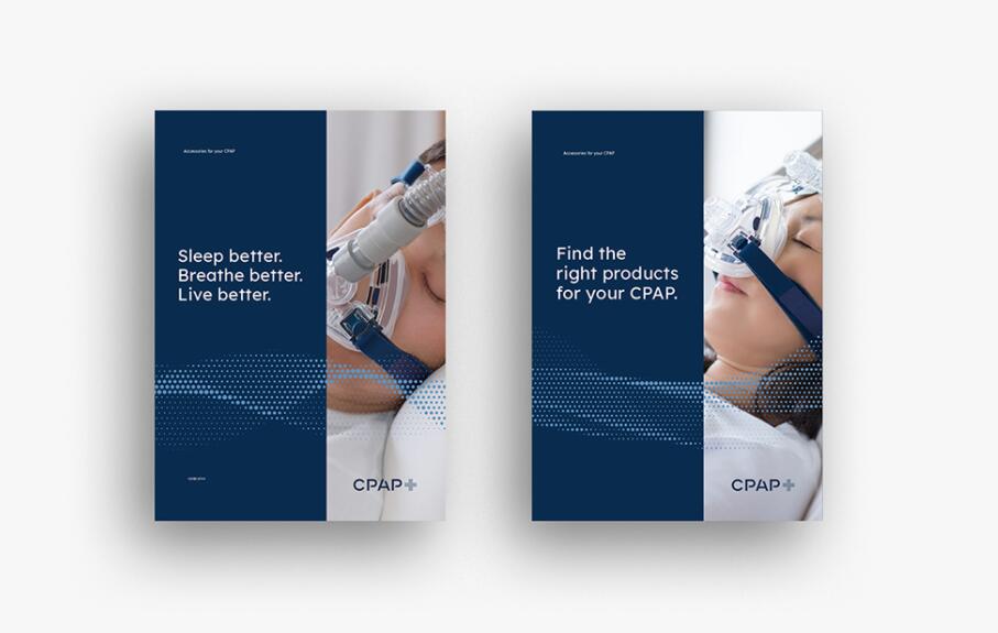 CPAP+睡眠呼吸暫停通氣治療醫療設備品牌logo設計視覺形象vi設計“圓點氣流”圖案