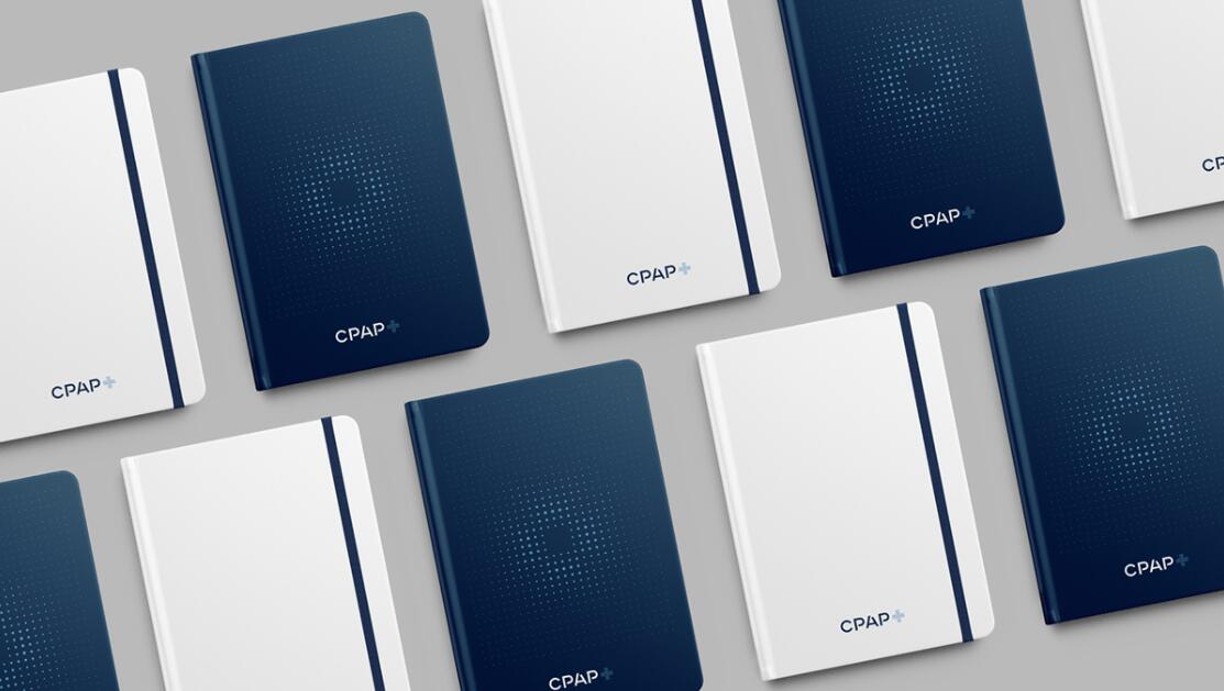 CPAP+睡眠呼吸暫停通氣治療醫療設備品牌logo設計視覺形象vi設計“圓點氣流”圖案