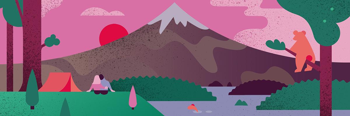 The Darwin Challenge不吃肉app應(yīng)用程序界面設(shè)計(jì)與日本富士山風(fēng)景矢量插畫設(shè)計(jì)風(fēng)格