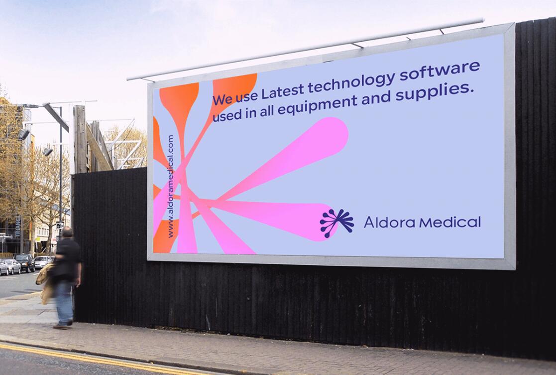 Aldora 醫療用品公司logo設計vi設計，基因重疊+字母A