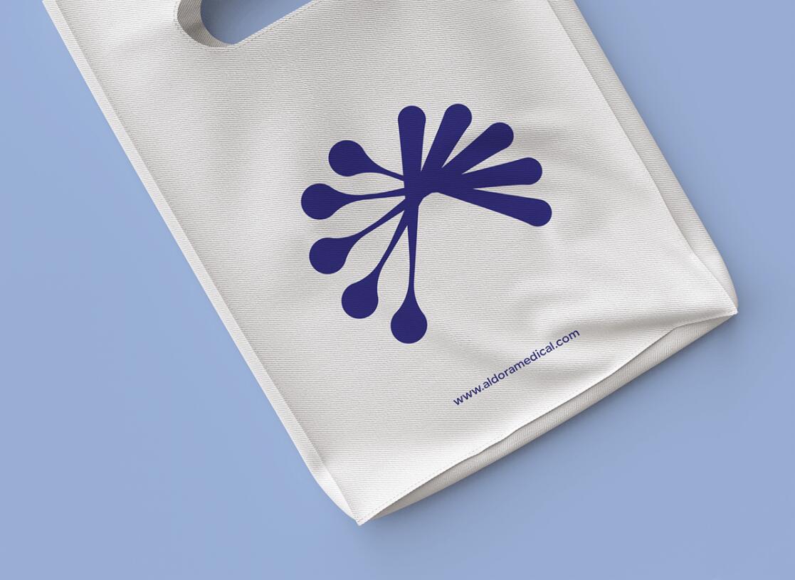 Aldora 醫療用品公司logo設計vi設計，基因重疊+字母A