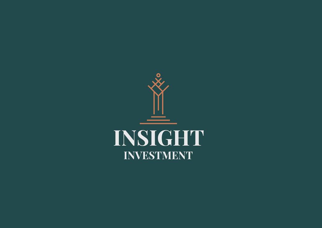 Insight 金融投資公司logo設計vis設計，基石與增長線條元素