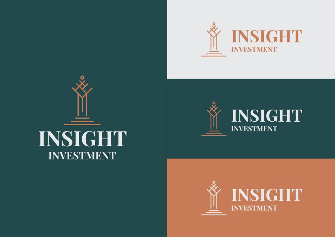Insight 金融投資公司logo設計vis設計，基石與增長線條元素