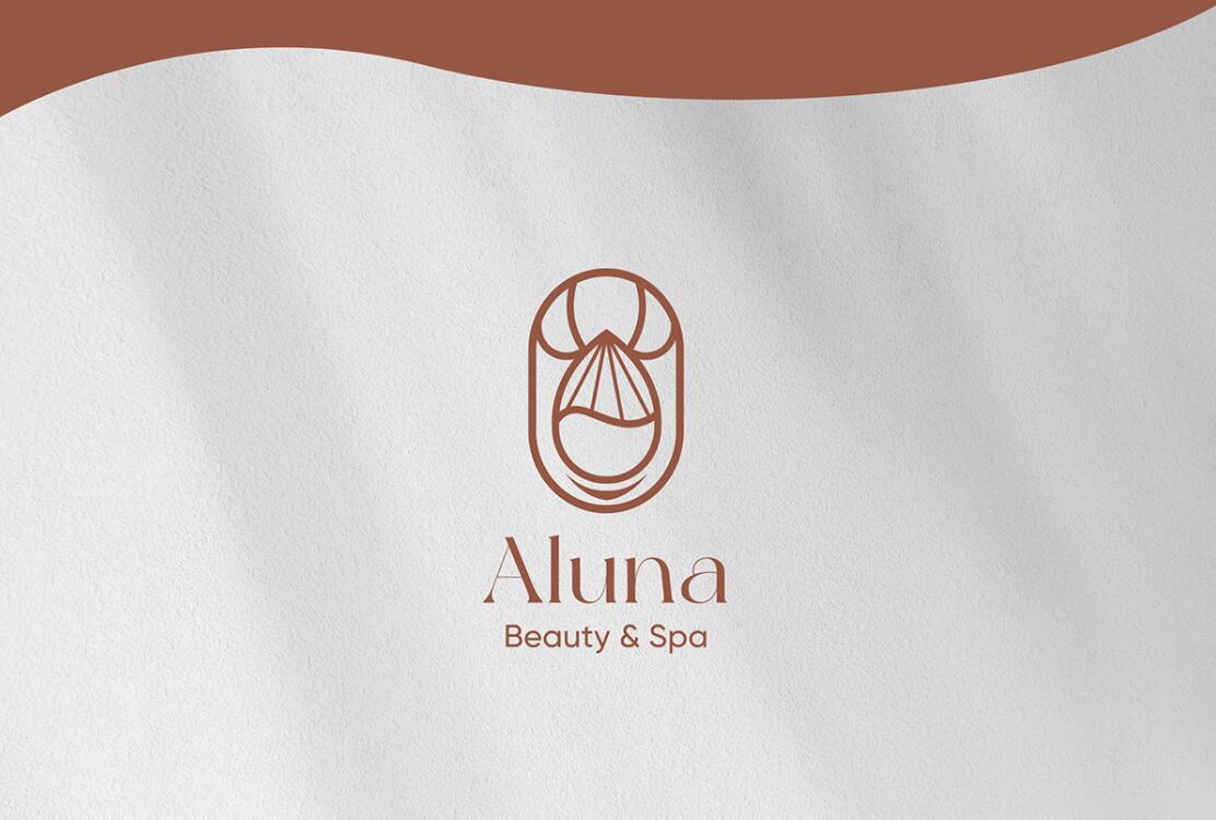 Aluna 女子美容水療中心logo設計品牌形象vi設計，高端優(yōu)雅放松氛圍