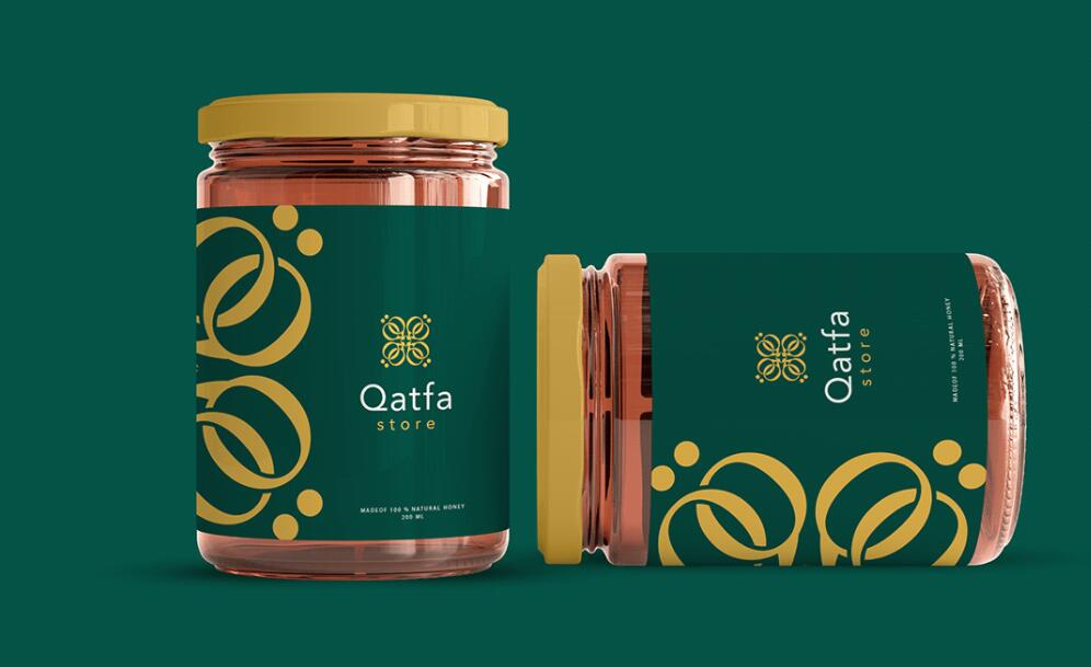 Qatfa 蜂蜜在線商店對稱Q字母logo設(shè)計(jì)產(chǎn)品包裝設(shè)計(jì)