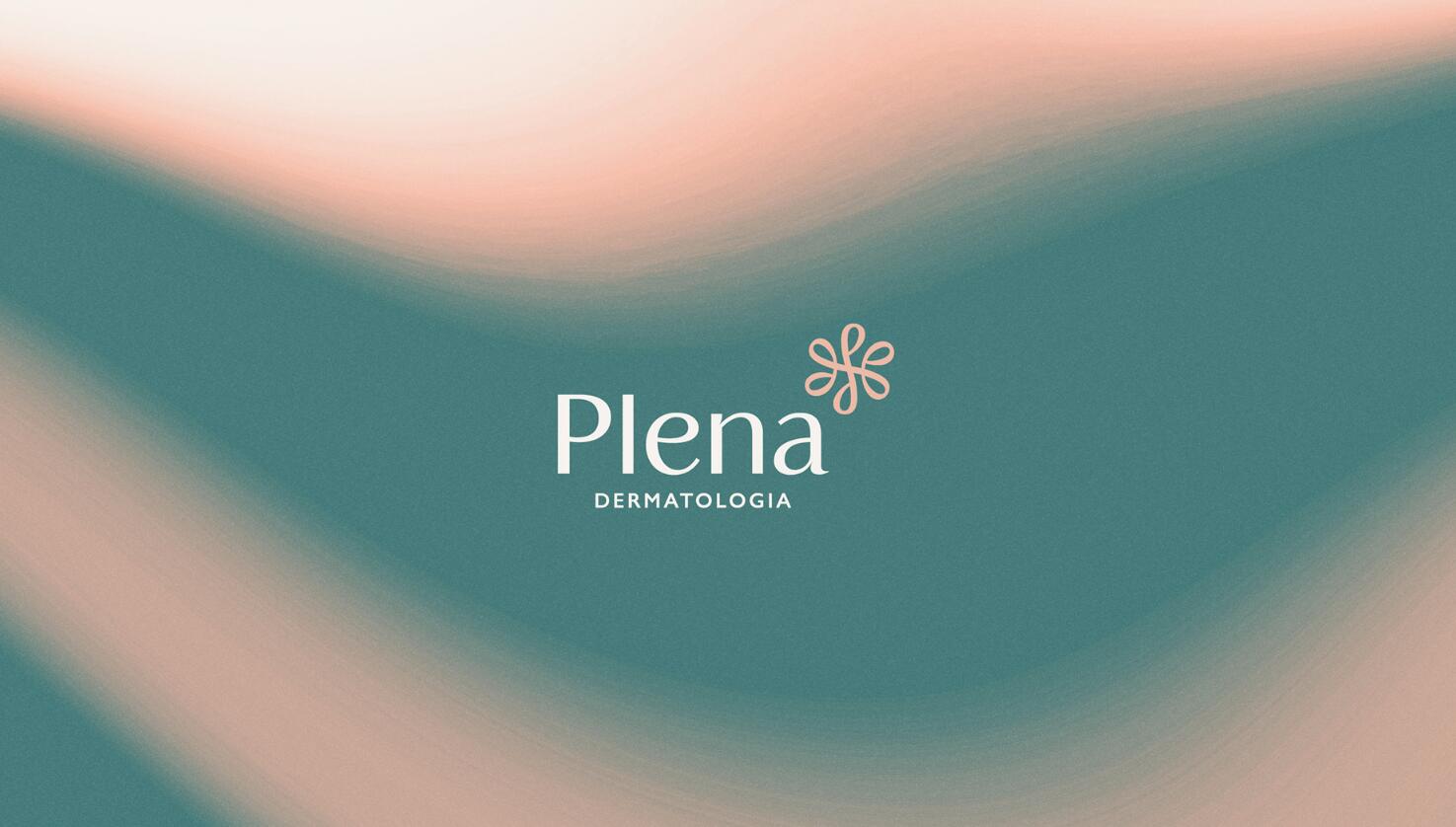 Plena皮膚科美容護理診所logo設計品牌vi形象設計，綠粉雙色漸變風格
