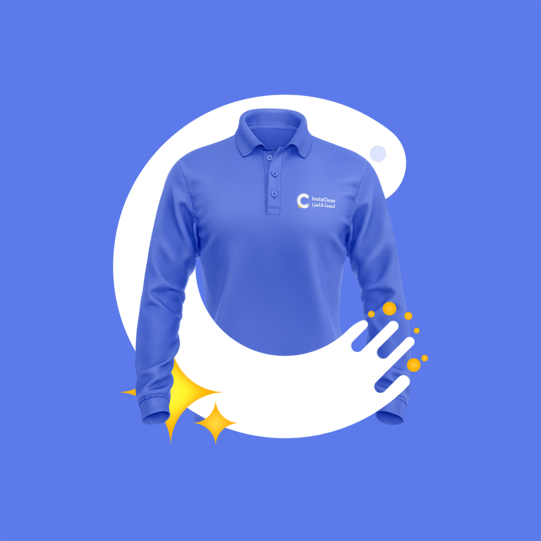 Instaclean房屋清潔服務公司logo設計vi形象設計，淡紫蘭清爽扁平風格