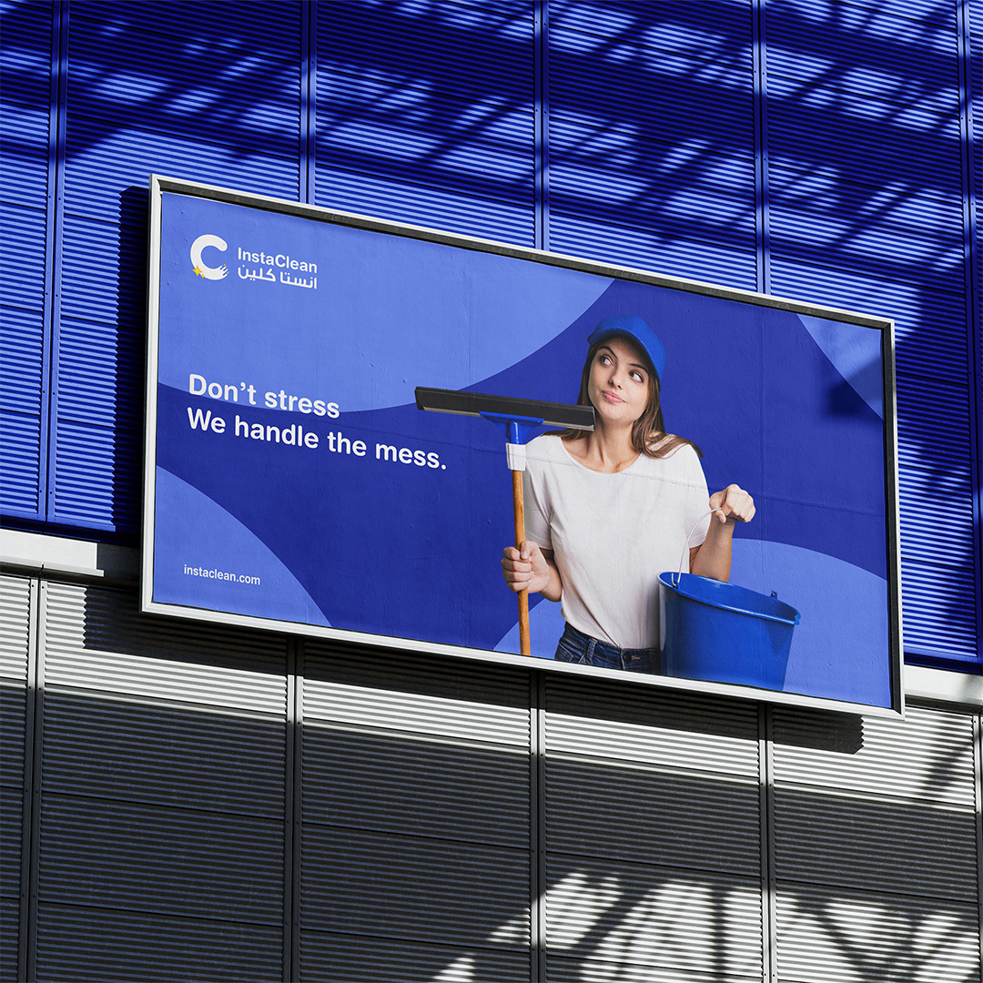 Instaclean房屋清潔服務公司logo設計vi形象設計-廣告版式設計，淡紫蘭清爽風格