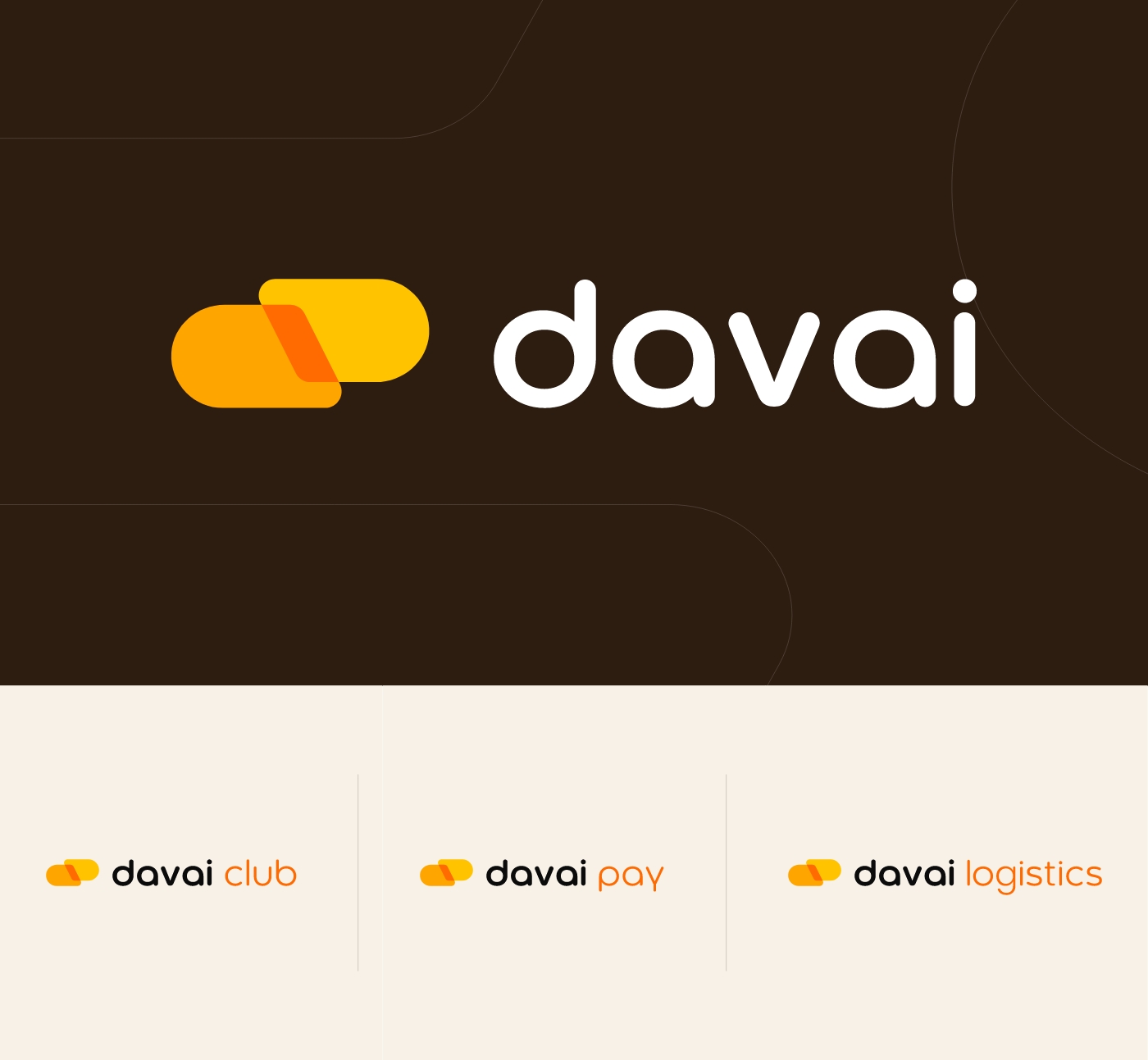 B2B制藥Davai平臺logo設計vi設計，橙色醫(yī)藥膠囊風格