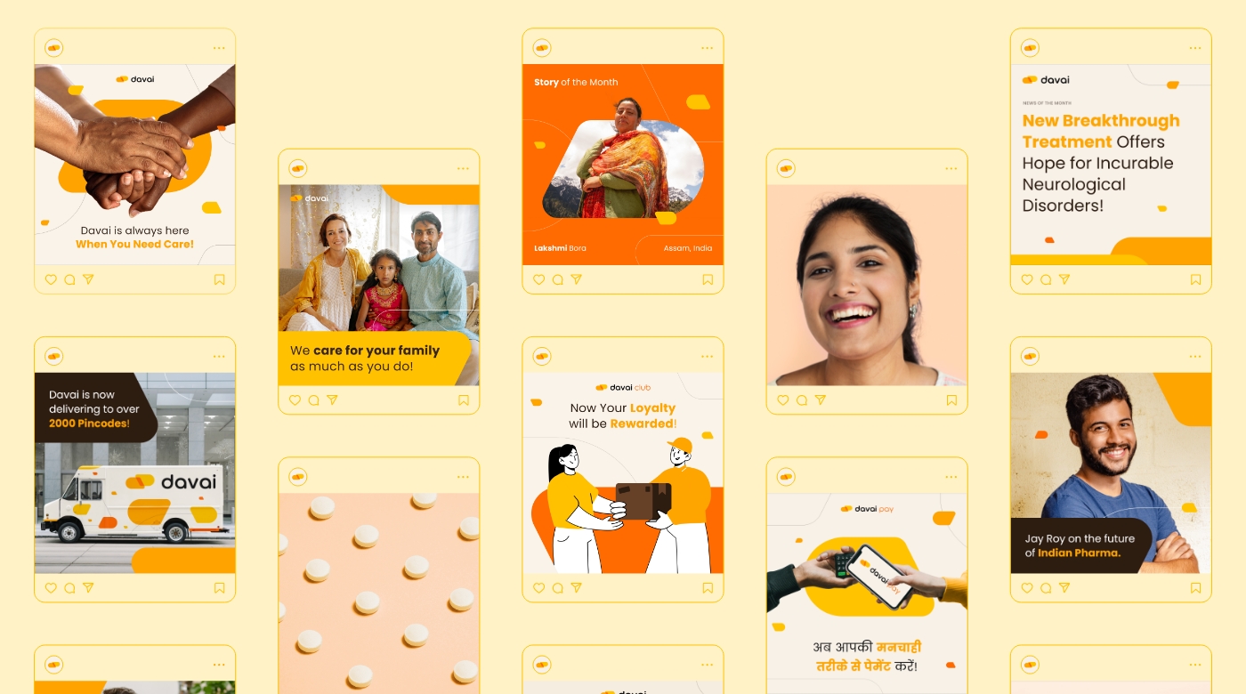B2B制藥Davai平臺logo設計vi設計，橙色醫(yī)藥膠囊風格