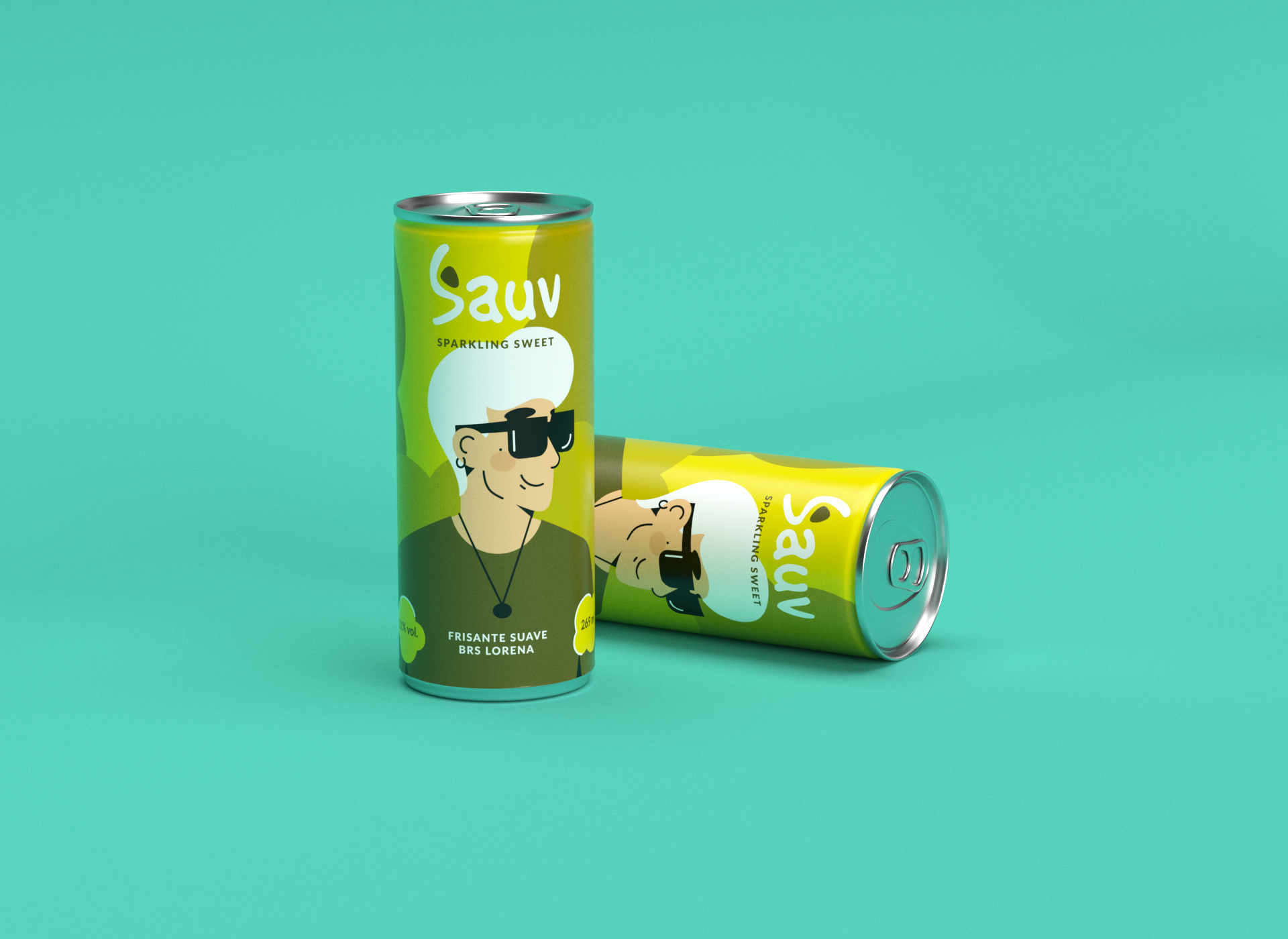 Sauv罐裝葡萄酒標簽包裝設(shè)計和時尚人物插圖，開發(fā)年輕人更廣泛日常使用場景