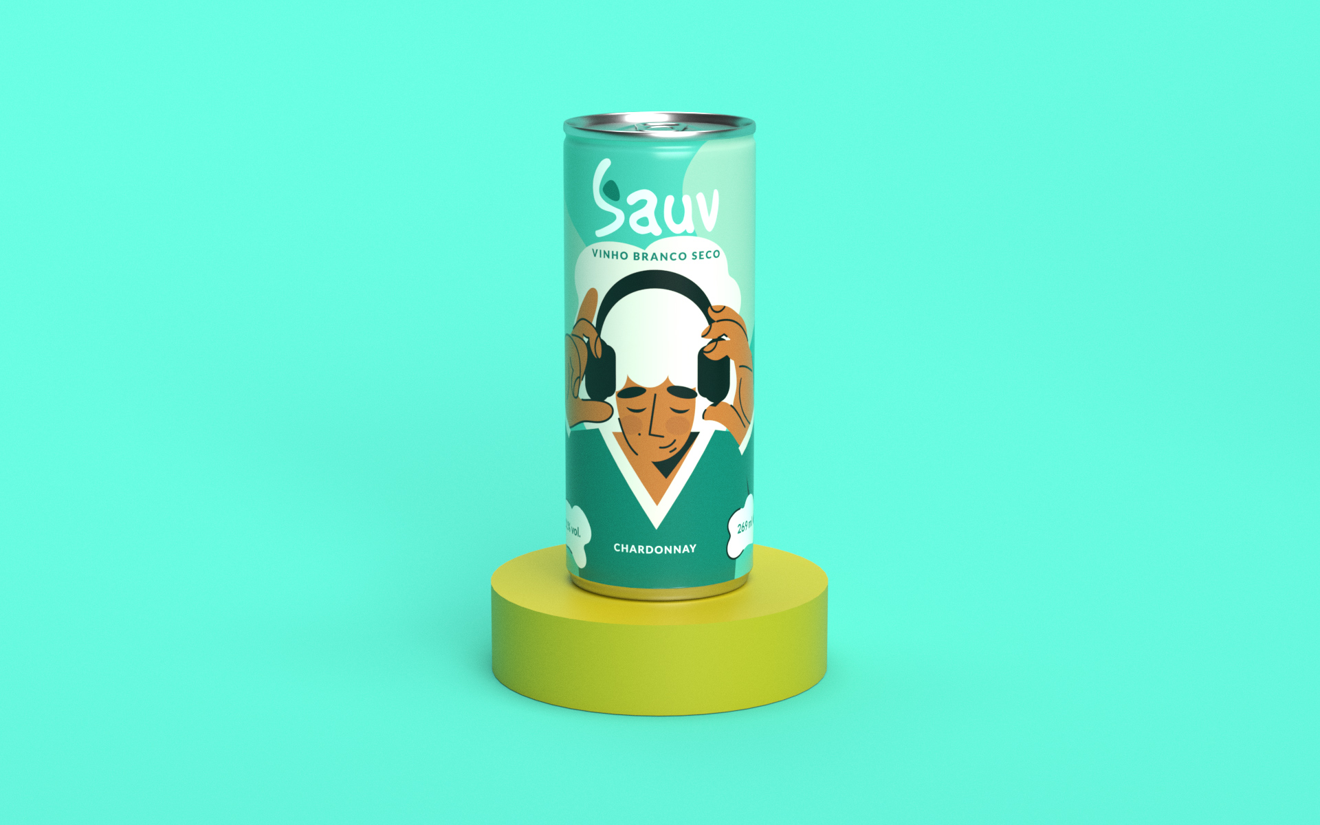 Sauv罐裝葡萄酒標簽包裝設(shè)計和時尚人物插圖，開發(fā)年輕人更廣泛日常使用場景