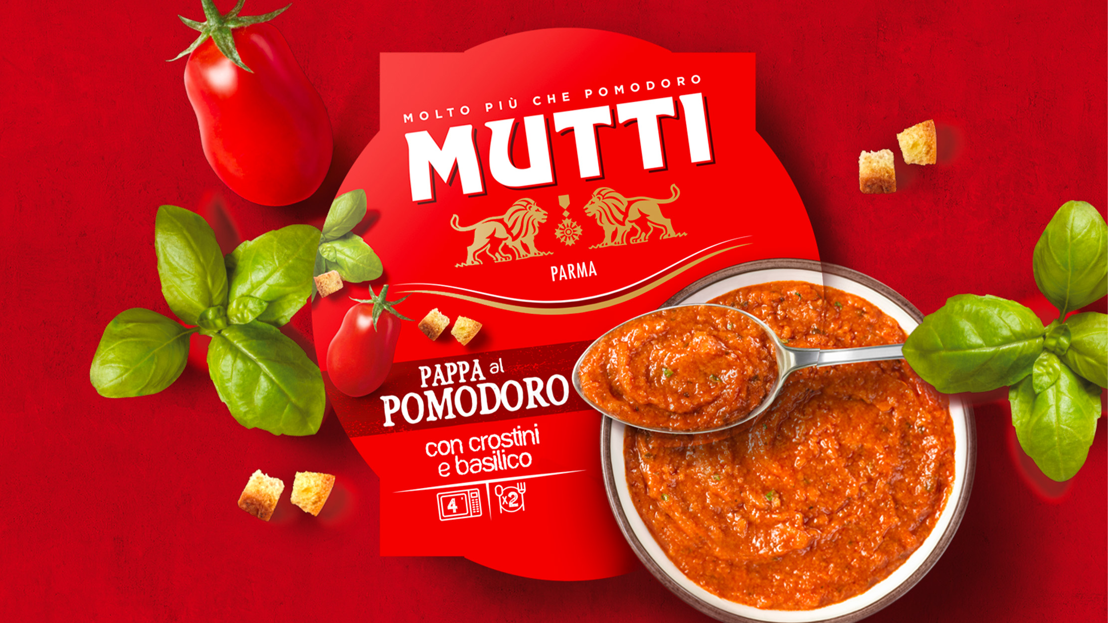 Mutti 番茄湯預制菜包裝設計“全紅色”風格