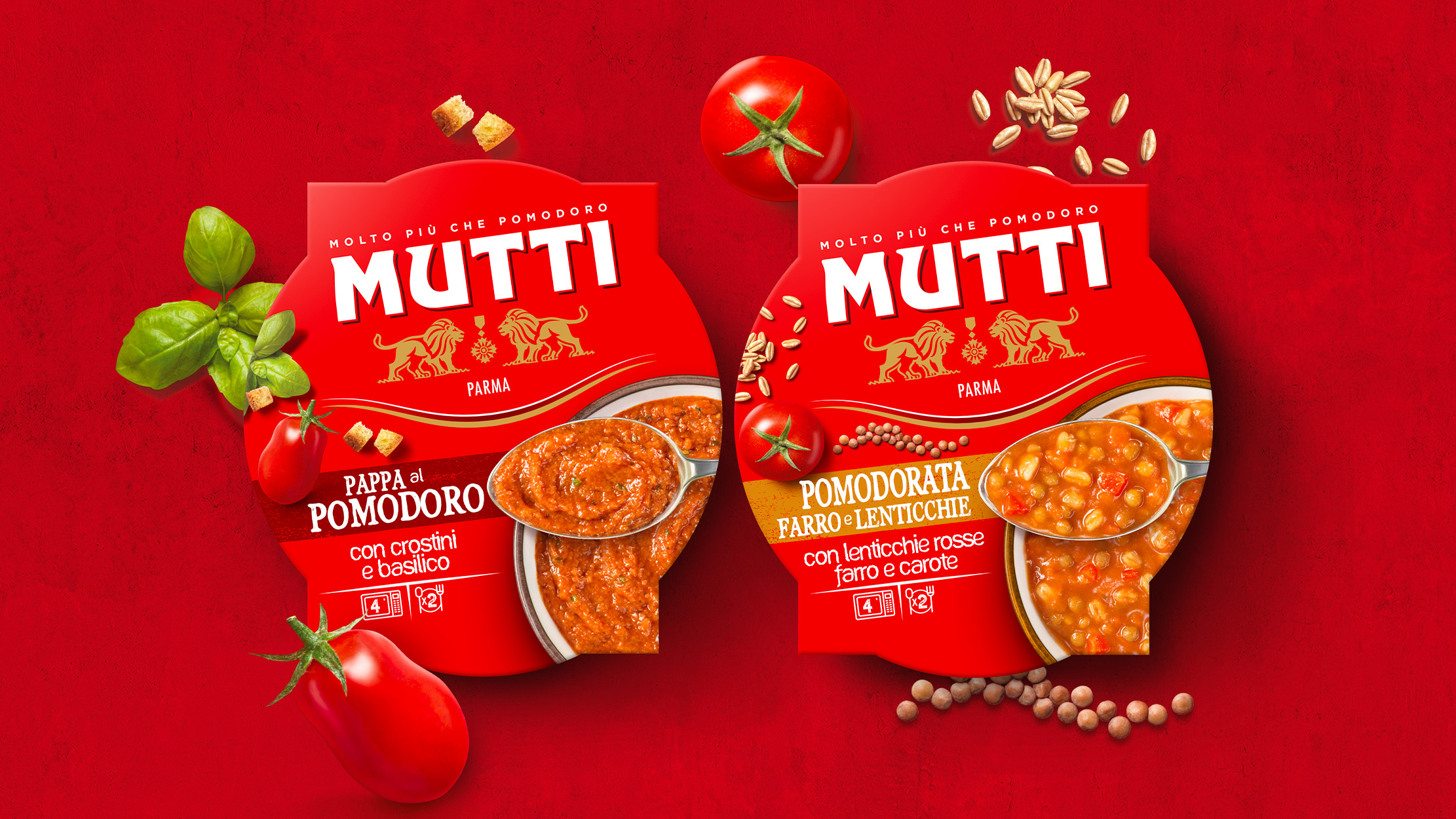 Mutti 番茄湯預制菜包裝設計“全紅色”風格