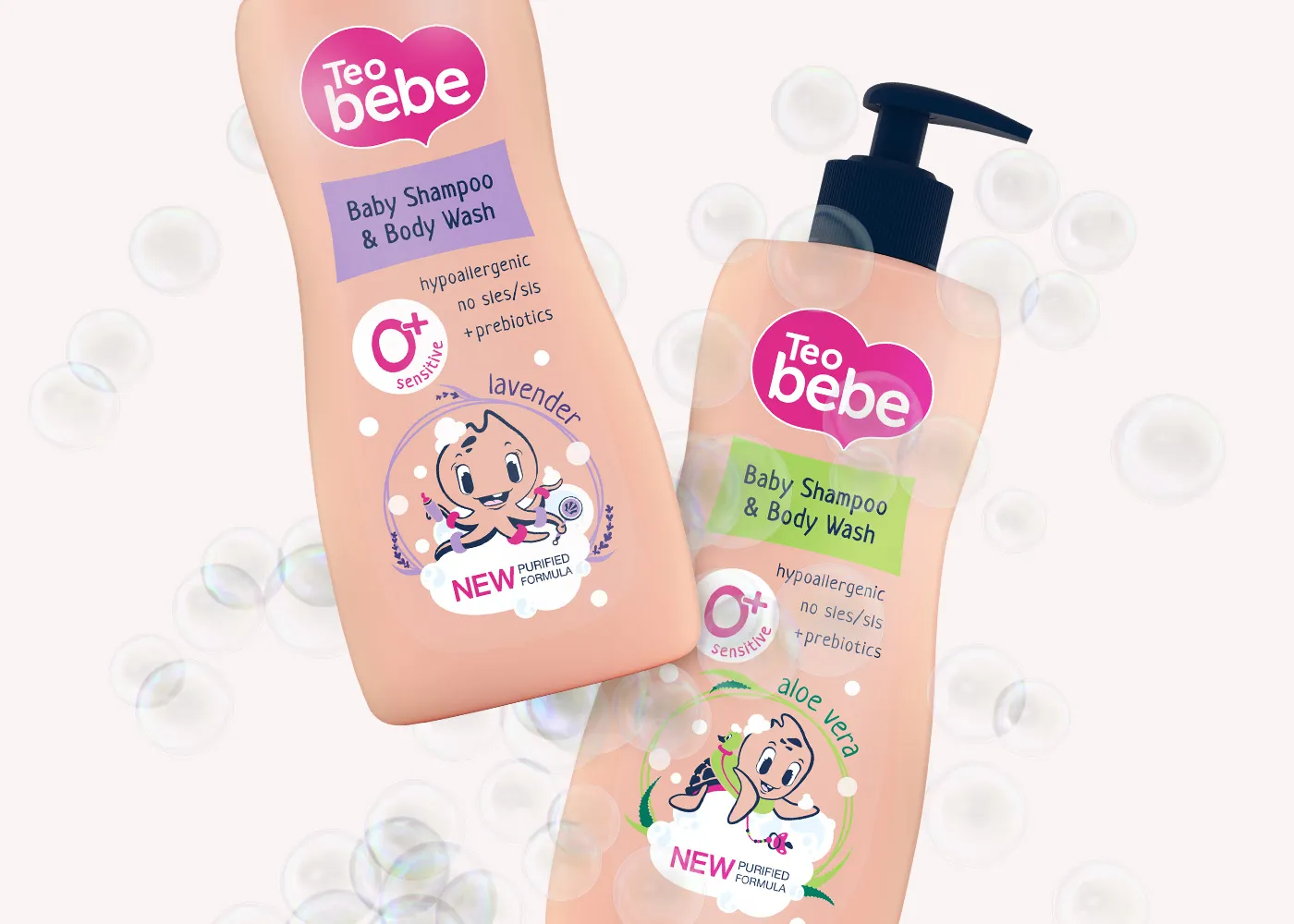 Teo Bebec嬰兒護(hù)膚品洗護(hù)沐浴產(chǎn)品包裝設(shè)計(jì)，可愛柔和卡通膚色嬰兒風(fēng)