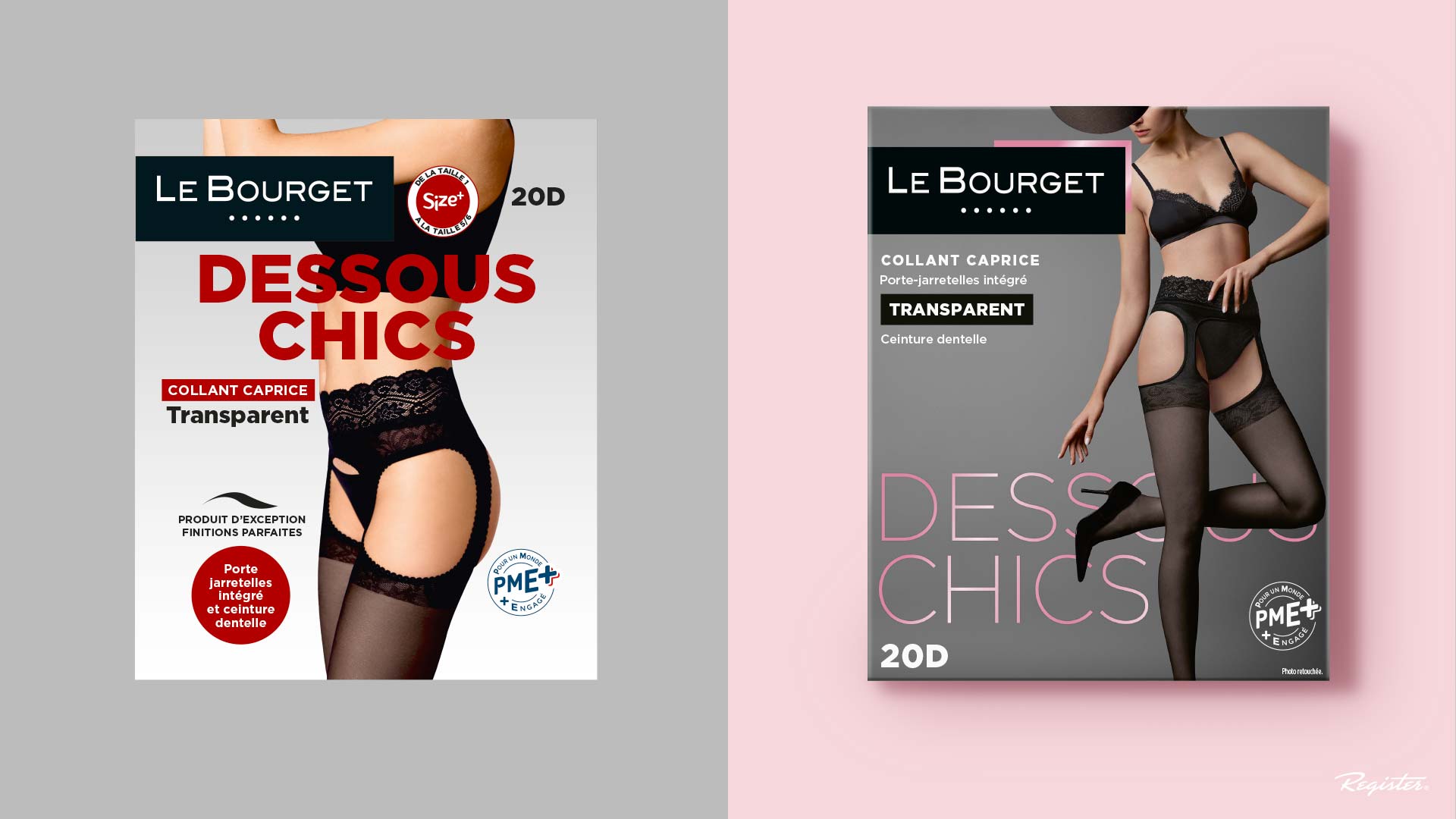 Le Bourget女性性感內衣緊身褲產品包裝設計，時尚雜志風格