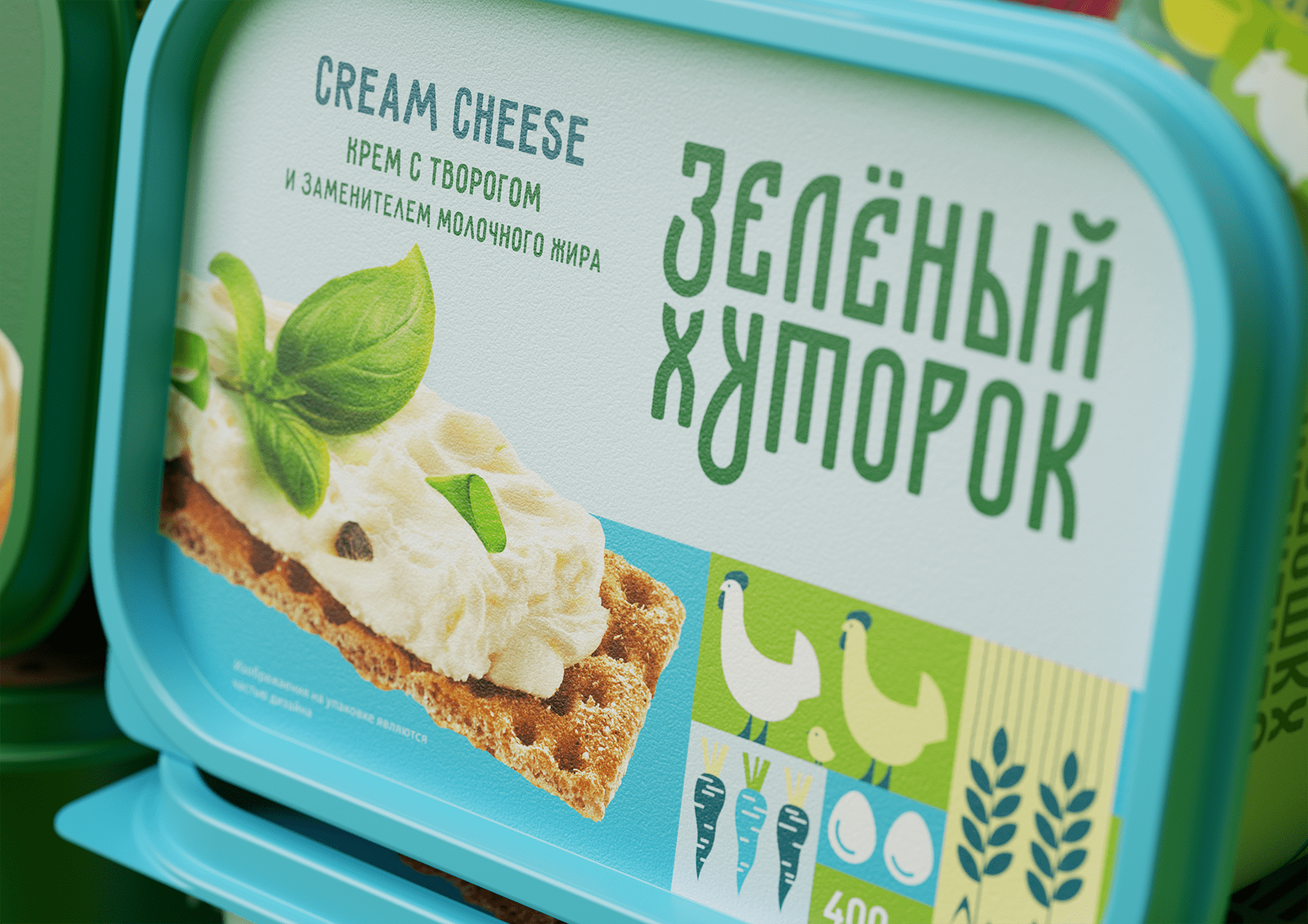 ZELENYJ KHUTOROK 奶酪三明治食品產品線包裝設計,虛實結合的自然清淡設計風格 ZELENYJ KHUTOROK 奶酪三明治食品產品線包裝設計,虛實結合的自然清淡設計風格