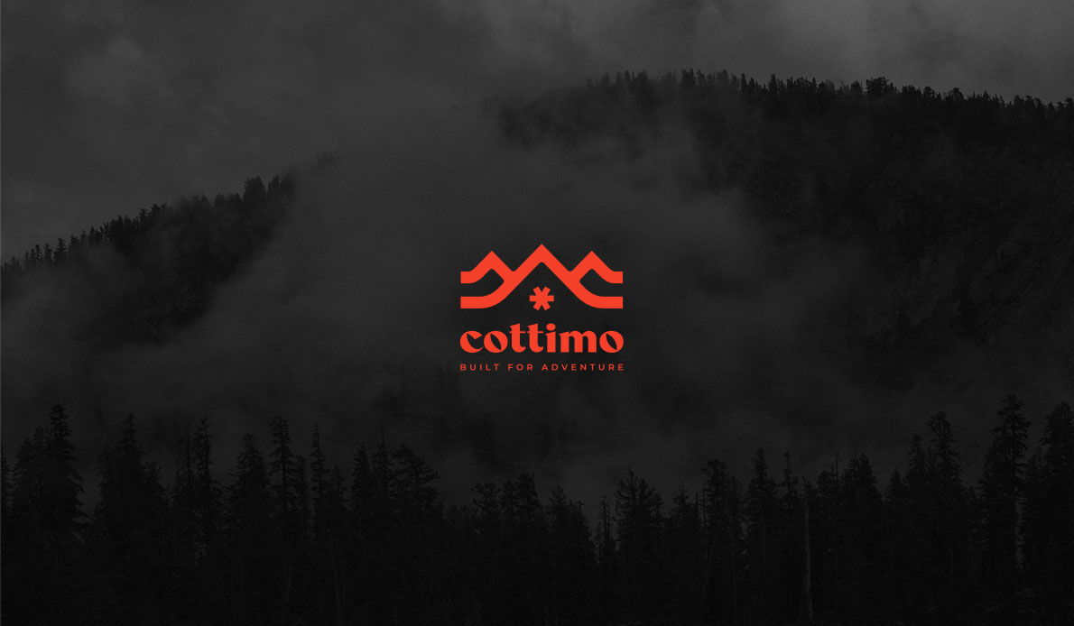 COTTIMO 戶外雪地靴品牌logo設計，山丘、雪地和遠足元素