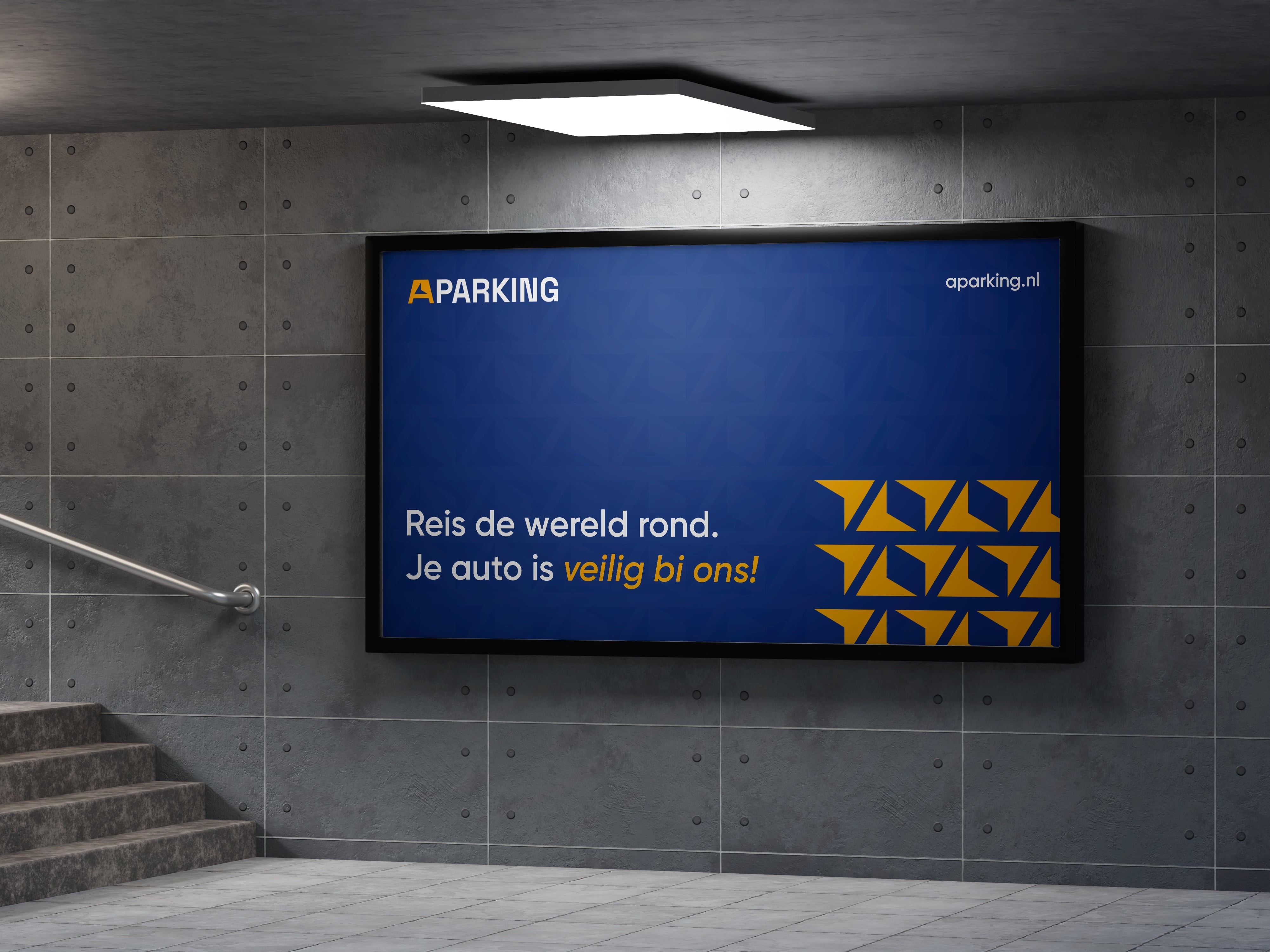 Aparking 停車位預定應用程序app品牌形象設計vi設計。藍黃科技風