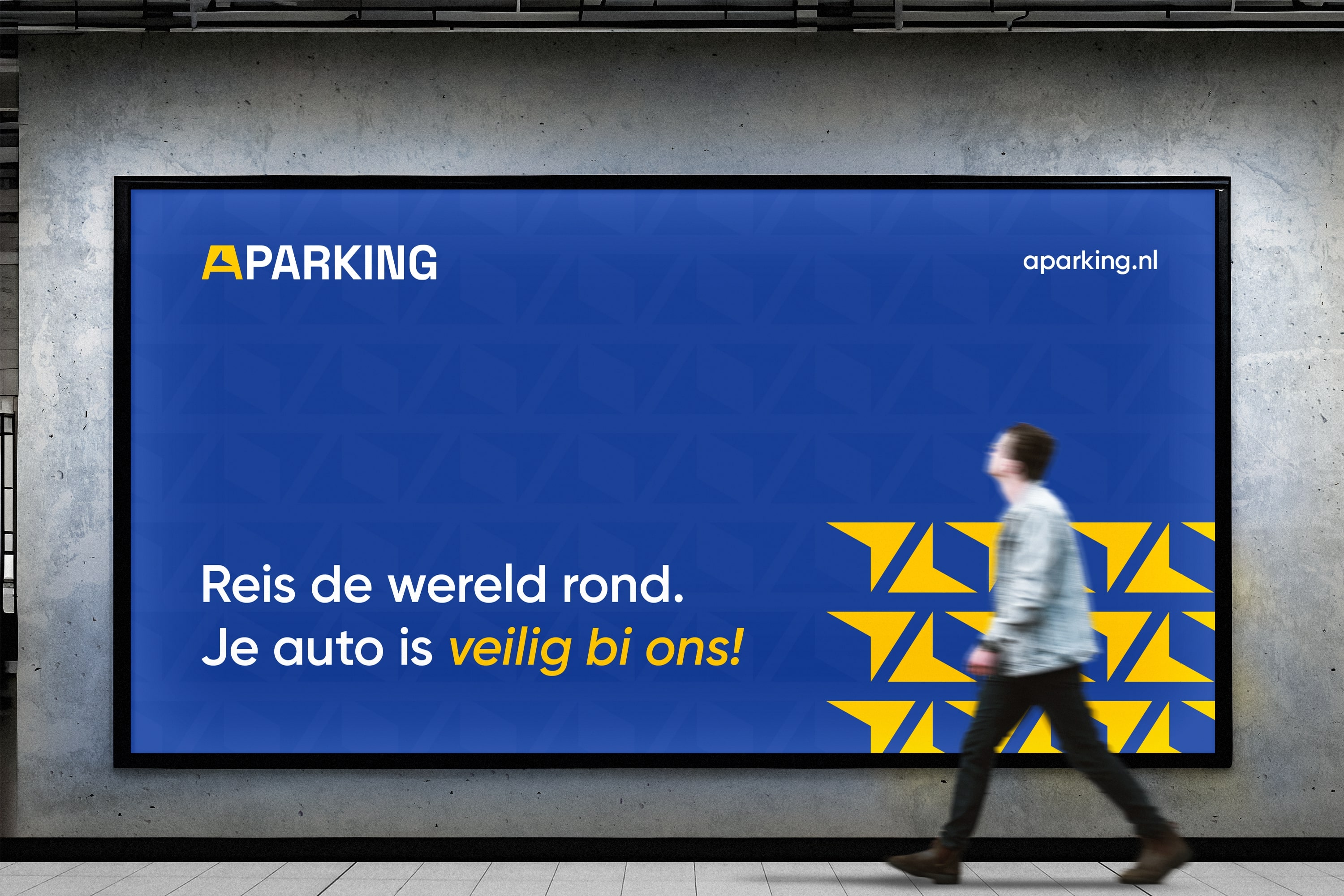 Aparking 停車位預定應用程序app品牌形象設計vi設計。藍黃科技風