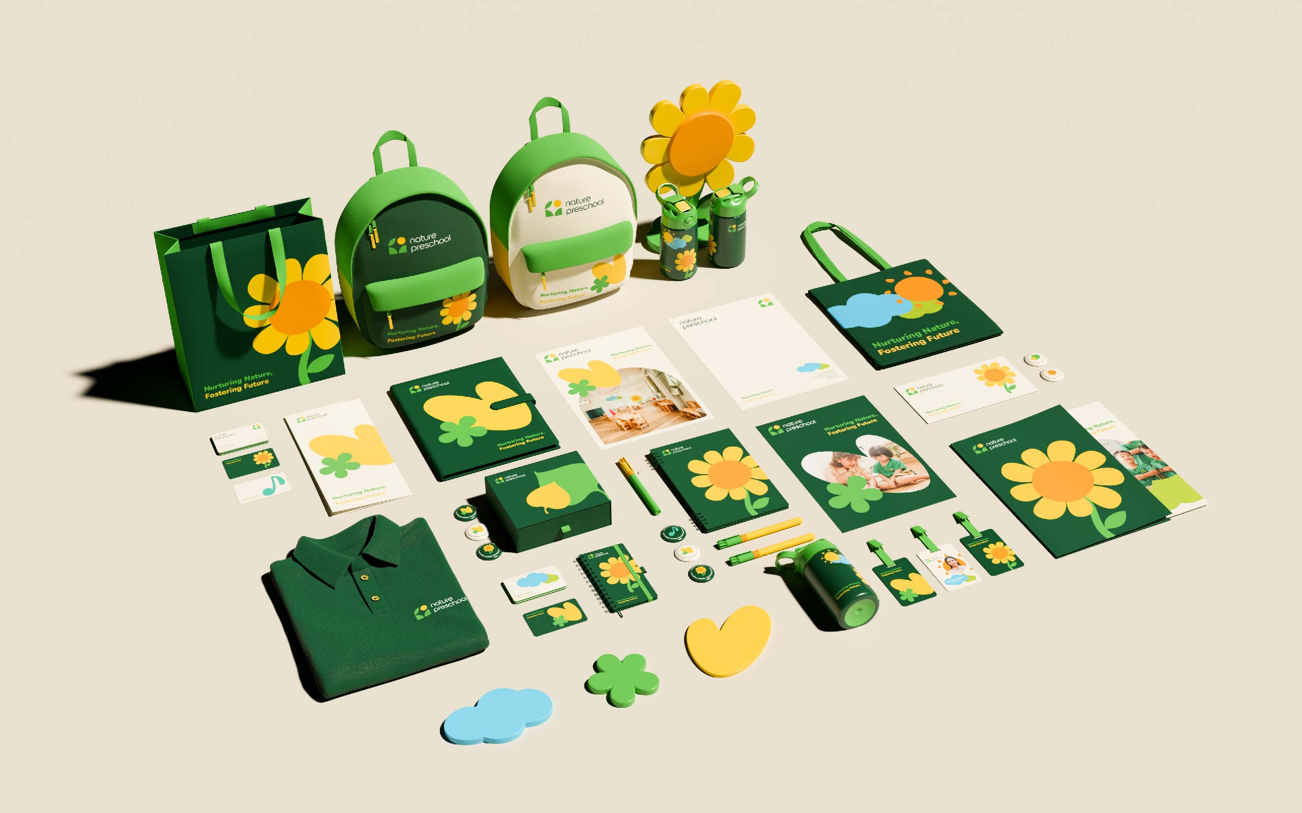 NaturePreschool 幼兒園品牌視覺形象vi設(shè)計(jì)“向日葵”自然元素