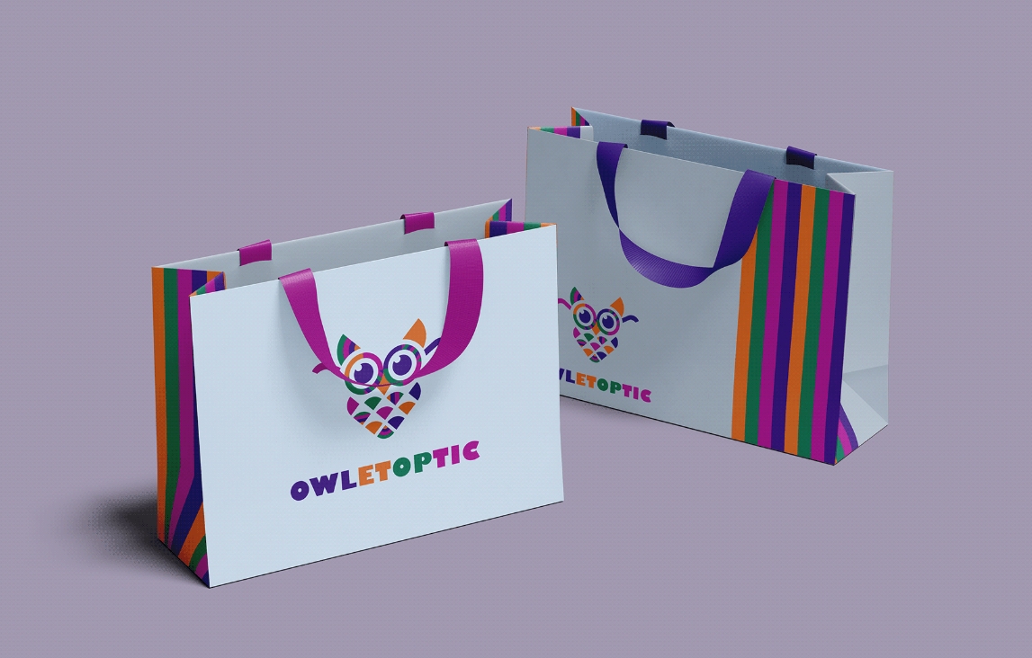 OWLETOPTIC兒童眼鏡品牌logo設(shè)計“彩色貓頭鷹”圖形