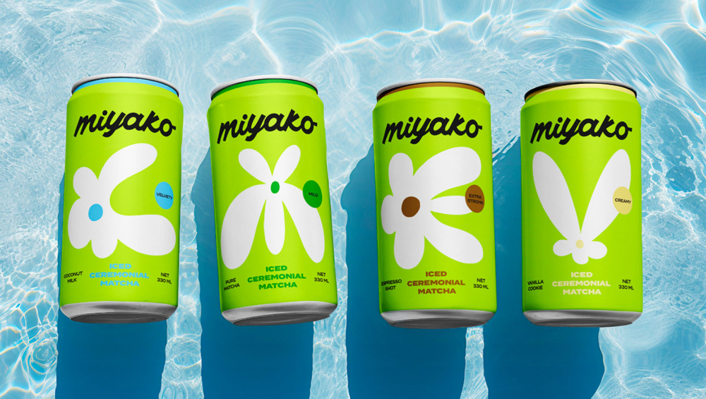 MIYAKO 創(chuàng)新日式抹茶飲料包裝設(shè)計(jì)與品牌塑造,嫩綠色+自由活力的白色花朵 MIYAKO 創(chuàng)新日式抹茶飲料包裝設(shè)計(jì)與品牌塑造,嫩綠色+自由活力的白色花朵