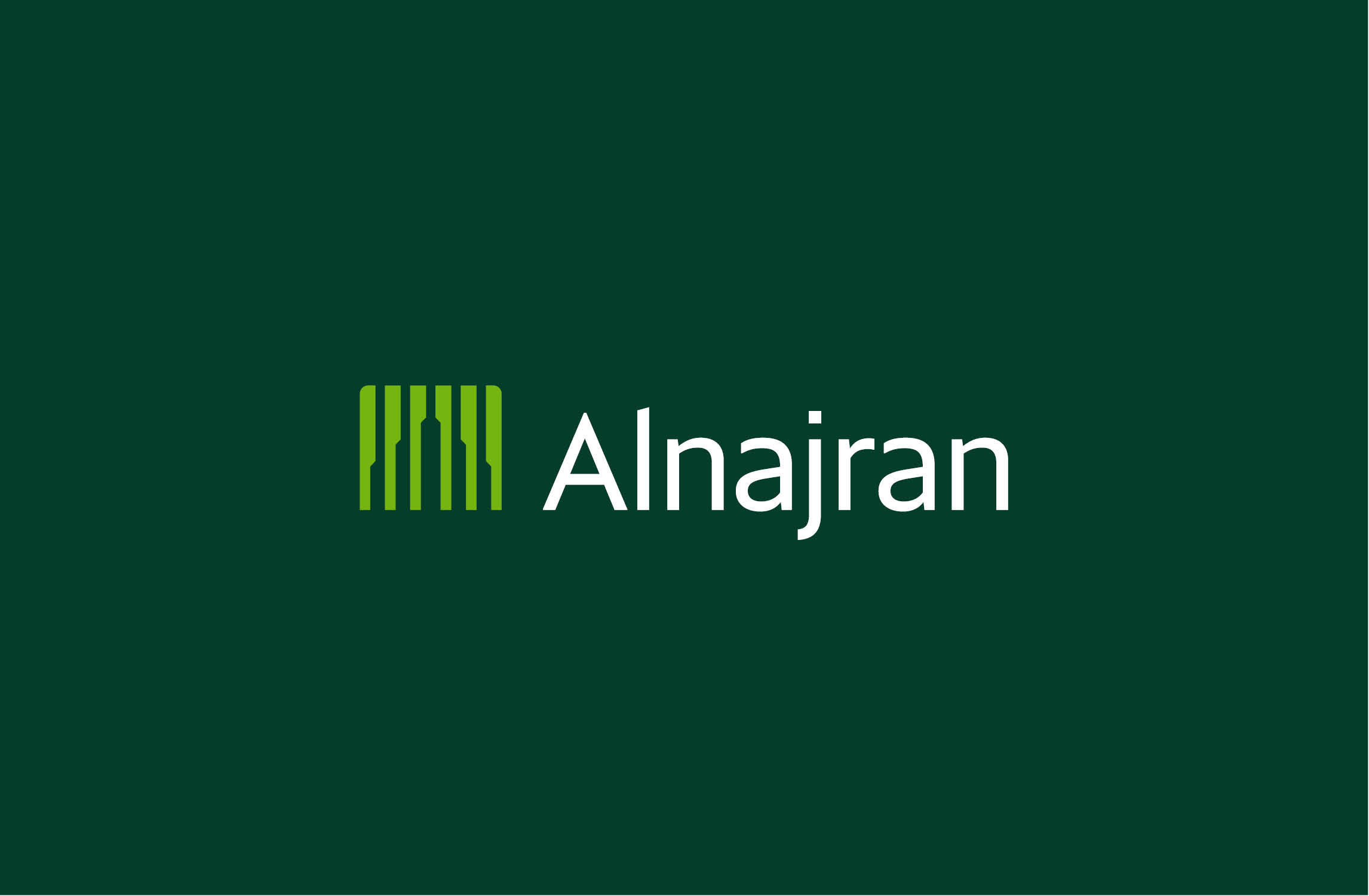 Alnajran綠色住宅社區打造品牌logo設計。綠色負空間設計